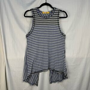 Cotton Innovation Asymmetrical Button Back Tank Top Women’s Size Medium Striped